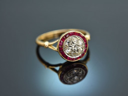 Frankreich um 1900! Historischer Rubin Ring mit Diamant...