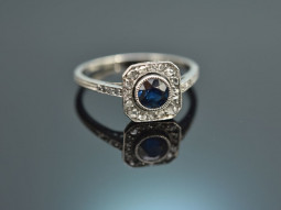 Um 1920! Feiner Art Deco Ring mit Saphir und Diamant...