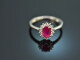 Noble red! Ruby ring with diamonds white gold 750