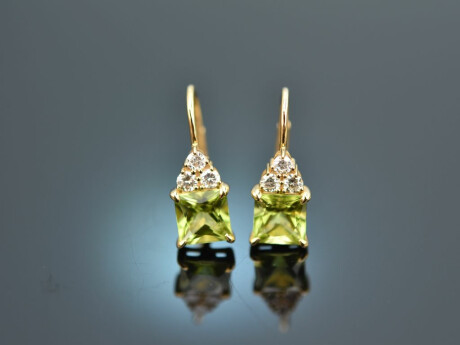 Vivid Green! Ohrringe mit Peridot und Brillanten Gold 750