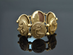 Frankreich um 1870! Feines Lava Kameen Armband Silber vergoldet