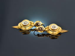 Um 1850! Seltene Biedermeier Ohrringe mit Diamantrosen Gold 750
