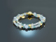 Pale Blue! Fancy Armband Aquamarin Chalcedon Achat Angelit Silber 925 vergoldet