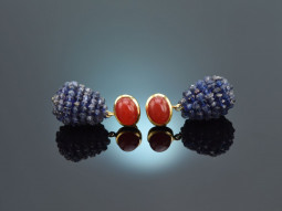 Red and Blue! Tropfen Ohrringe Iolith roter Achat Silber...