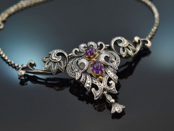 Munich around 1950! Beautiful traditional costume necklace with amethyst silver 835
