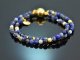 Blue Tones! 2reihiges Fancy Armband Saphir Sodalith Lapislazuli Silber 925 vergoldet