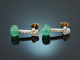 Around 1930! Earrings with chrysoprase beads and diamond roses gold 375