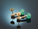 Around 1930! Earrings with chrysoprase beads and diamond roses gold 375