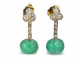 Around 1930! Earrings with chrysoprase beads and diamond roses gold 375