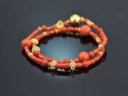 Beautiful corals! Fancy bracelet 2-row Mediterranean...