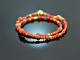 Lovely Corals! Fancy Armband 2reihig Mittelmeer Koralle Silber 925 vergoldet