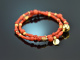 Lovely Corals! Fancy Armband 2reihig Mittelmeer Koralle Silber 925 vergoldet