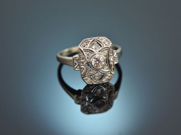 Um 1920! Art Deco Diamant Ring Wei&szlig; Gold 750