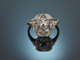 Um 1920! Art Deco Diamant Ring Wei&szlig; Gold 750