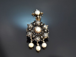 Um 1800! Antiker Anh&auml;nger mit Diamanten und Perlen...
