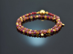 Summer Glow! Fancy Armband Rubin Citrin Achat Pink Saphir Silber 925 vergoldet