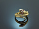 Um 1960! Schlangen Ring mit Diamant und Rubinen Gold 585