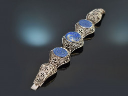 China around 1950! Wonderful filigree bracelet with lapis lazuli silver 925