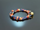 Fancy Colors! Armband 2reihig Lapislazuli Saphir Koralle Silber 925 vergoldet