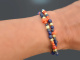 Fancy Colors! Armband 2reihig Lapislazuli Saphir Koralle Silber 925 vergoldet