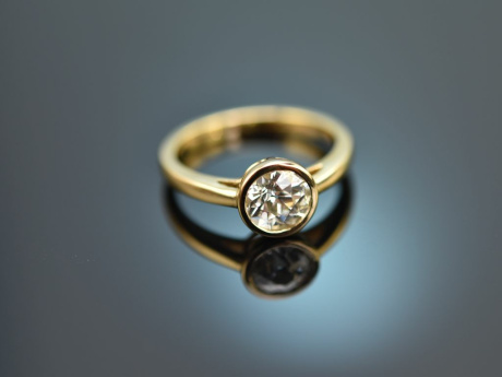 Um 1910! Ring mit Solit&auml;r Altschliff Diamant 1,33 Carat Gold 750