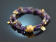 Lovely Lavender! 2reihiges Fancy Armband aus Amethyst und Achat Sterlingsilber 925 vergoldet