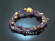 Lovely Lavender! 2reihiges Fancy Armband aus Amethyst und Achat Sterlingsilber 925 vergoldet