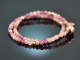 Pink Panther! 2 reihiges Fancy Armband mit Rubin Pink Saphir Achat und Rosenquarz Sterlingsilber 925 ros&eacute;vergoldet