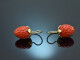 Coral strawberries! Large coral strawberry earrings gold 585