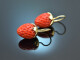 Coral strawberries! Large coral strawberry earrings gold 585