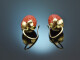 Coral strawberries! Large coral strawberry earrings gold 585