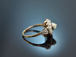 Around 1905! Historic ring with diamond roses approx. 0.8 ct gold 585 platinum