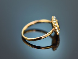 England um 1790! Seltener antiker Rhodolith Ring mit Saatperlen Gold 15 ct