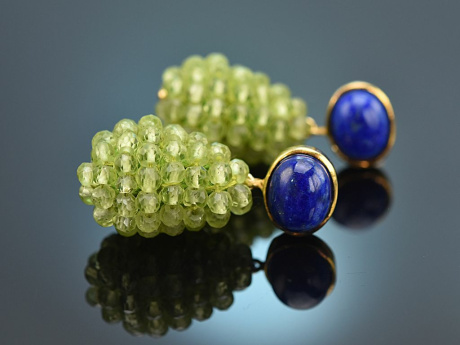 Summer Feeling!Tropfen Ohrringe Peridot Lapislazuli Silber 925 vergoldet