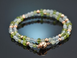 Milky Green! Fancy bracelet peridot tsavorite aquamarine...
