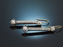 London around 1910! Fine diamond earrings ca. 1.1 ct gold 750 with case