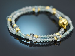Fancy Blue! Double-row fancy bracelet with aquamarine and...