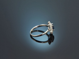 Fine Blue! Saphir Ring mit Diamanten Wei&szlig;gold 750