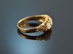 England um 1913! Historischer Opal Ring mit Diamanten Gold 750
