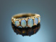 England um 1930! Feiner Ring mit australischen Opalen Gold 375