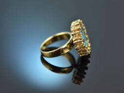 Around 1965! Chic statement ring with turquoise gold 585