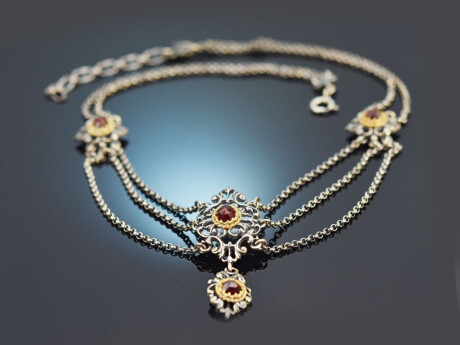 Linz around 1950! Pretty traditional costume necklace with garnet silver