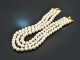 Jackie Style! Three-row cultured pearl necklace clasp silver 925 gold-plated