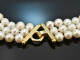 Jackie Style! Three-row cultured pearl necklace clasp silver 925 gold-plated