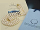 Jackie Style! Three-row cultured pearl necklace clasp silver 925 gold-plated