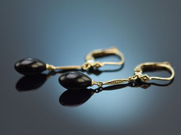 Around 1950! Vintage earrings with onyx drops gold 585