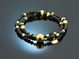 Black Rose! Fancy bracelet with onyx silver 925 gold-plated