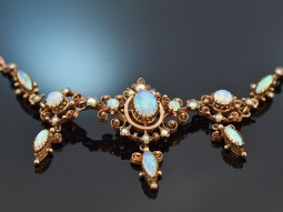 Around 1900! Enchanting necklace with opals and seed...