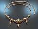 Around 1900! Enchanting necklace with opals and seed pearls rose gold 333