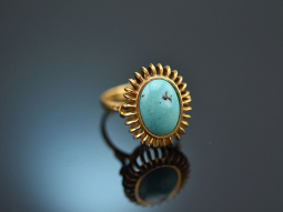 Around 1965! Chic vintage turquoise ring 750 gold